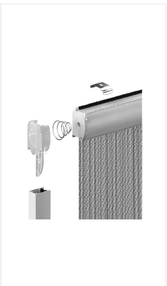 Zanzariera verticale a molla con cassonetto arrotondato da 40 mm e guide con spazzolini